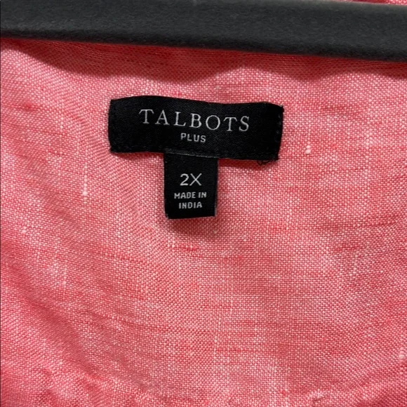 Talbots Pink Linen Sleeveless Top with V-Neck - Picture 2 of 5